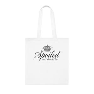 Spoiled as I Should Be crown script Cotton Tote | Feminine text tote bag