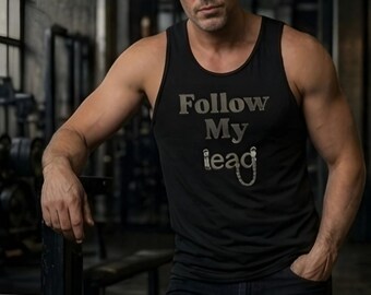 Camiseta sin mangas "Follow My Lead" / estampado de correa para perro, ropa para dueños de mascotas