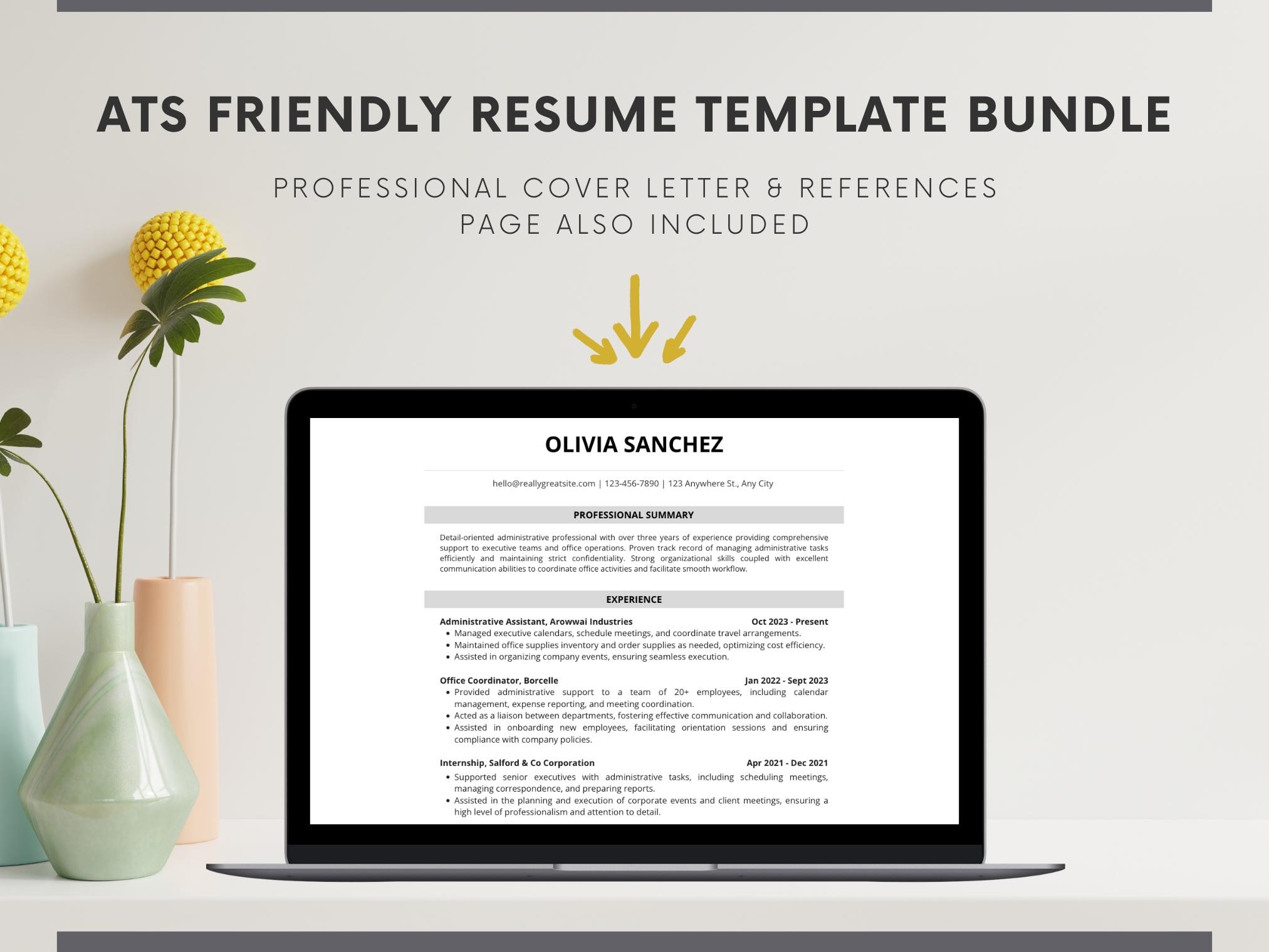 ATS Resume Template Bundle | Canva | Professional Cover Letter ...
