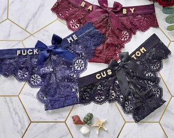 Personalised Lace Thong, Custom Name Underwear, Playful Cheeky Gift