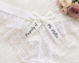 Personalized Bride Thong, Future Mrs Panties, Property Of Custom Underwear, Bachelorette Gift, Bridal Shower Lingerie, Wedding Night Panties