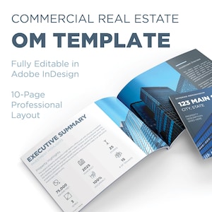 Commercial Real Estate Offering Memorandum Template, InDesign OM Template, Property Marketing Brochure, Investment Memorandum, Editable