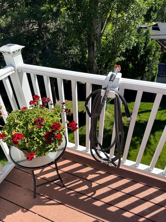 2.75" Rounded Top Vinyl Deck rail hose holder with nozzle rest