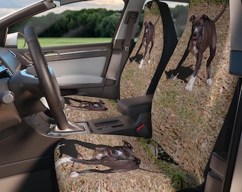 Housses de siège auto amusantes avec photo Pitbull | Portrait de chien personnalisé