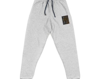 Gold Floral Patch Joggers | Embroidered Sweatpants