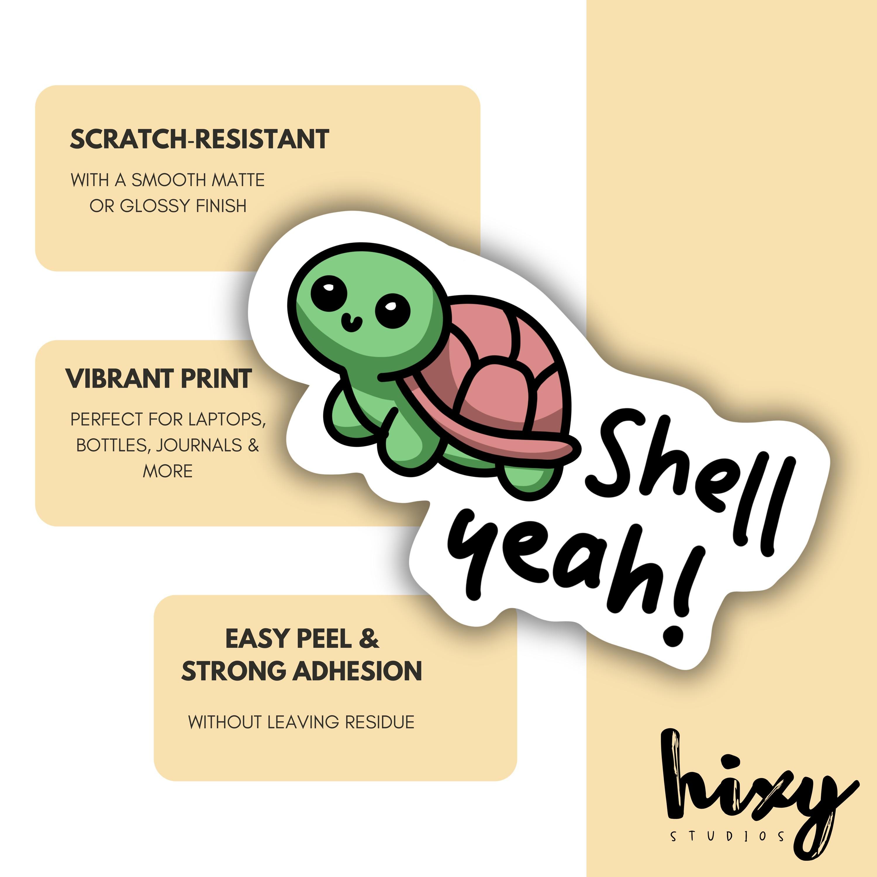 Shell Yeah Sticker – Cute Cartoon Turtle, Waterproof Vinyl Stickers - Etsy