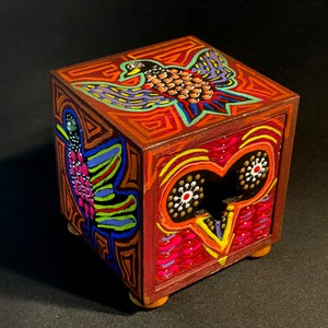 Mola Bird Box: Hand-Painted Trinket Box