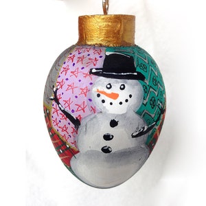 Hand Painted Gingerbread Snowman Ornament – Crazy Quilt Style