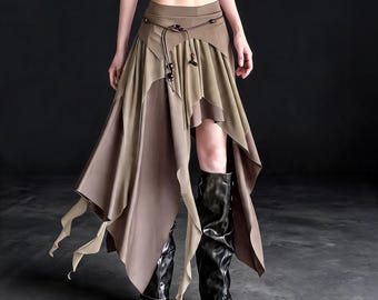 Saia feminina estilo lenço de fada, gótica, boho, para festivais e cosplay.