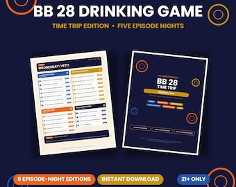 Big Brother 28 Drinking Game | BB28 Time Trip Watch Party Game | 5 Episode Night Editions + Wildcards | Printable PDF Instant Download