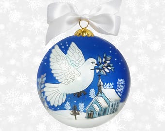 2026 Li Bien Ornaments Peace Dove Petite hand painted ornament