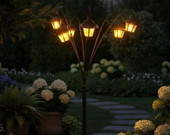 Retro Solar Garden Lantern Stake Light LED Vintage Street Lamp Outdoor Courtyard Pathway Decor Fairy Garden Gift