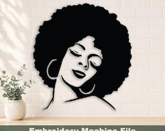 Afro Queen-borduurontwerp, machinebestand krullend natuurlijk haar (PES, JPG, PNG)