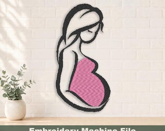 Pregnancy Woman PES Embroidery Digital Files, Png, Jpg