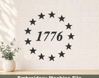 1776 Betsy Ross Stars Embroidery Design PES & DST Digital Files, Hoop Size: 4”x4”