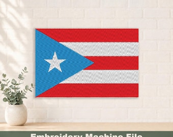 Puerto Rico vlag borduurontwerp PES en DST digitale bestanden, borduurringgrootte: 4 x 4 inch