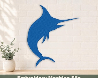 Marlin Silhouette Embroidery Design PES & DST Digital Files, Hoop Size: 4”x4”