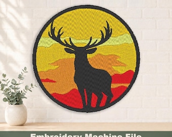 Hertenpatch ontwerp digitale PES- en DST-bestanden, borduurringgrootte: 4 x 4 inch