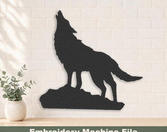Wolf Silhouette Embroidery Design PES & DST Digital Files, Hoop Size: 4”x4”