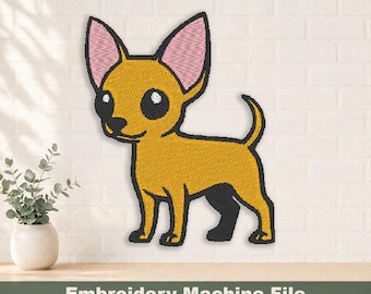 Chihuahua Dog Embroidery Design PES & DST Digital Files, Hoop Size: 4”x4”