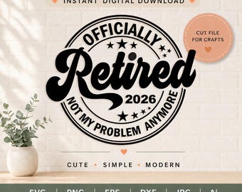 Officieel gepensioneerd 2026 SVG | Pensioenbestand (digitale download)