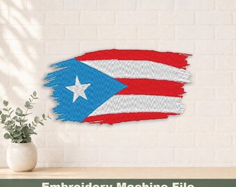 Digitale PES-borduurbestanden met Puerto Rico-vlag