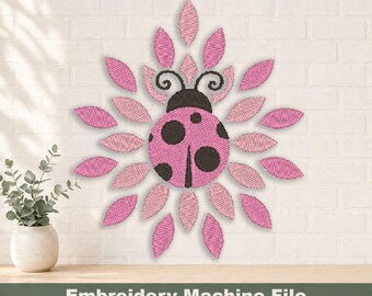 Pink Ladybug PES & DST Embroidery Digital Files