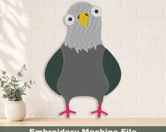 Cartoon duif borduurontwerp PES en DST digitale bestanden, borduurringgrootte: 4 x 4 inch