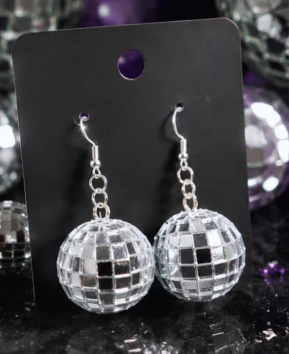 Disco Ball Earrings | Retro Disco Jewelry | Lightweight Statement Earrings | 70s Party Gift by FunkyMeadow