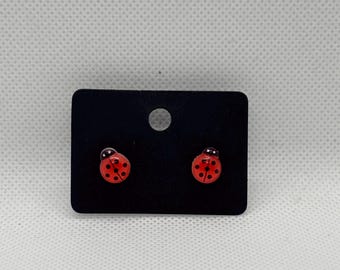 Ladybug Stud Earrings | Cute Handmade Earrings | Nature Inspired Jewelry | Cottagecore Accessories | Red Ladybug Earrings | Gift for Her