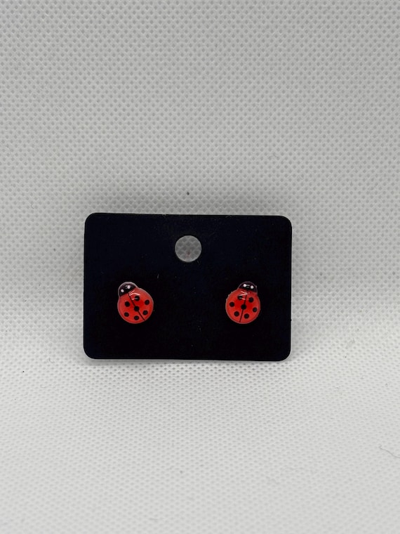 Ladybug Stud Earrings | Cute Handmade Earrings | Nature Inspired Jewelry | Cottagecore Accessories | Red Ladybug Earrings | Gift for Her by FunkyMeadow