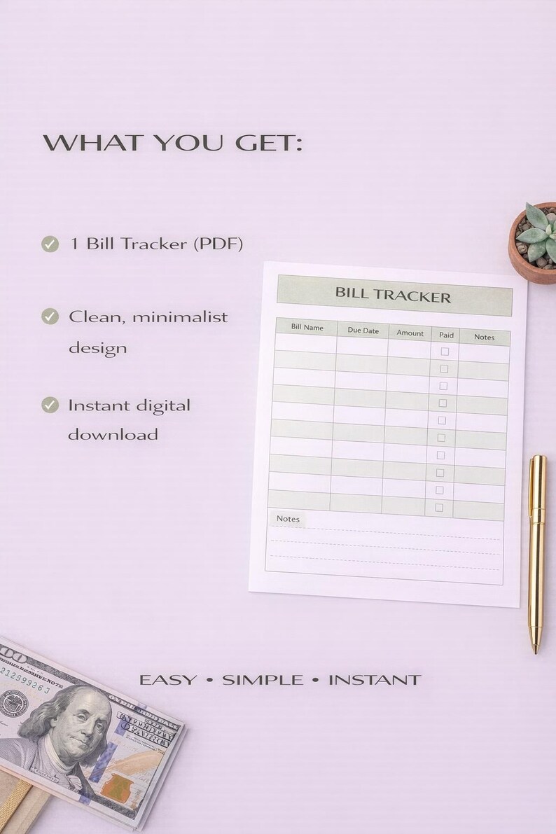 Bill Tracker Printable | Monthly Bill Organizer | Bill Payment Tracker ...