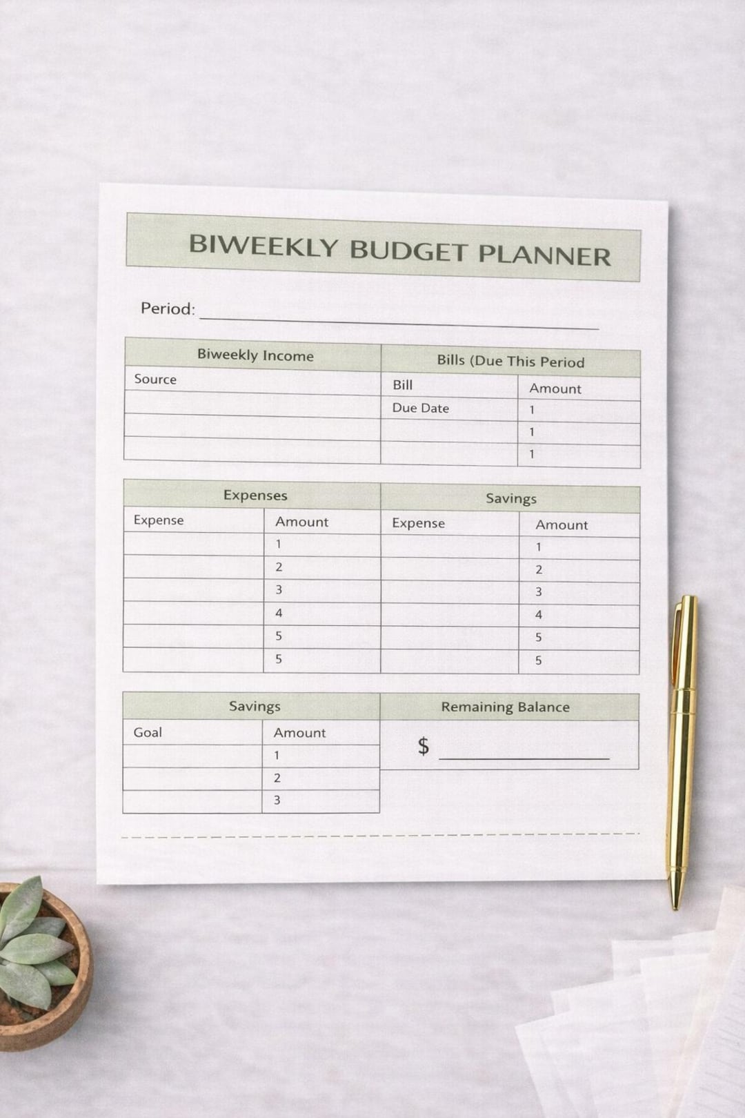 Biweekly Budget Planner Printable | Budget Every 2 Weeks | Paycheck ...