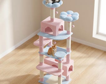 Large Cat Tree Tower, 8 Level Condo with Hammock, Sisal Scratch Posts, Multi Cat Climbing Furniture