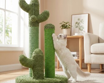 Cactus Cat Scratching Post, Sisal Plush Kitten Activity Center, Pet Furniture Decor