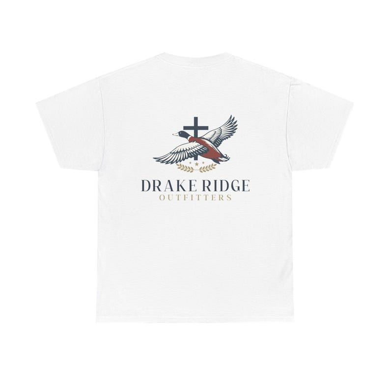 Drake Ridge Flying Duck T-Shirt | Outdoor Outfitters Logo, Hunting Tee image 2