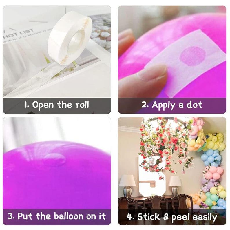 Balloon Glue Dots 100 PCS, Clear Double Sided Adhesive Dots for Balloon Garland, Balloon Arch Helper