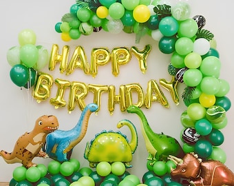 Dinosaur Balloon Arch Kit, Jurassic Birthday Decorations, Dino Party Backdrop, Jungle Balloon Garland for Boys Kids
