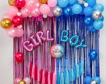 Gender Reveal Balloon Decorations, Girl or Boy Party Backdrop, Pink Blue Baby Shower Decor, Balloon Garland Kit
