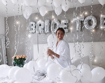 Bride To Be Balloon Kit, Rose Gold Silver Bachelorette Party Decor Backdrop