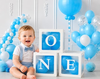 ONE Letter Balloon Boxes, White Boxes ONE Balloon Decoration for 1st Birthday, Gender Reveal and Baby Shower Party, One Balloon Box Set