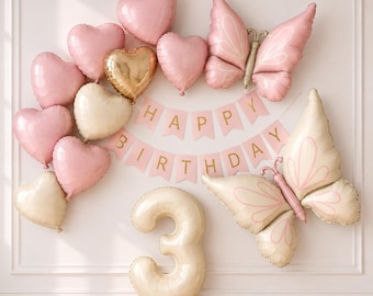 Butterfly Birthday Decorations, Pink Butterfly Balloon Kit, Butterfly Party Decor, Girl Birthday Decorations, Pink Party Set