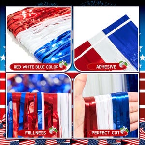 Independence Day Fringe Curtain Backdrop, 4th of July Decorations, Patriotic Photo Booth Background, Red White Blue Party Decor
