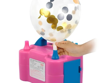 Electric Balloon Pump, Portable Dual Nozzle Balloon Inflator, Automatic Air Pump for Latex Balloons and Party Decorations