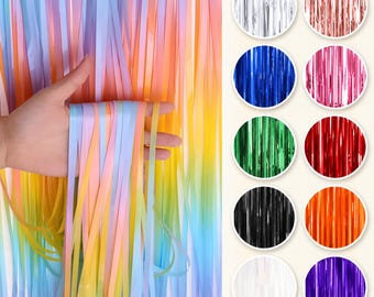 Foil Fringe Curtain Backdrop, Metallic Tinsel Party Decoration, Shimmer Photo Booth Background for Birthday, Wedding & Events
