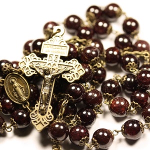 10mm Garnet Pardon Rosary in Bronze Handmade Oklahoma