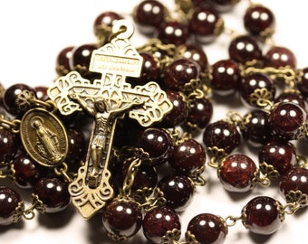 10mm Garnet Pardon Rosary in Bronze Handmade Oklahoma