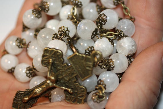 10mm Moonstone Pardon Rosary in Bronze Handmade Oklahoma