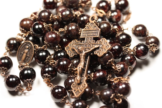 10mm Garnet Pardon Rosary in Copper Handmade Oklahoma
