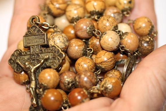 10mm Picture Jasper Pardon Rosary in Bronze Handmade Oklahoma